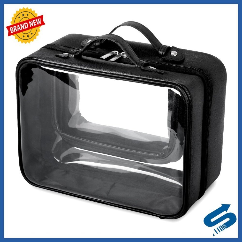 TSA Approved Toiletry Bag Clear PVC Leather Travel Cosmetic Organizer Large